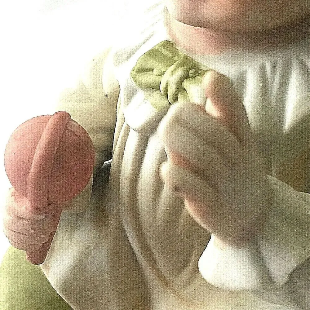 Royal Crown Baby Girl Vintage Porcelain Bisque Figurine Piano Child Angel